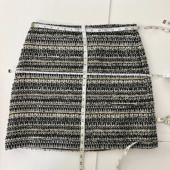 NWT Loft Black White Gold Metallic Stripes A-Line Tweed Lined Mini Skirt Sz 6 - Picture 10 of 10